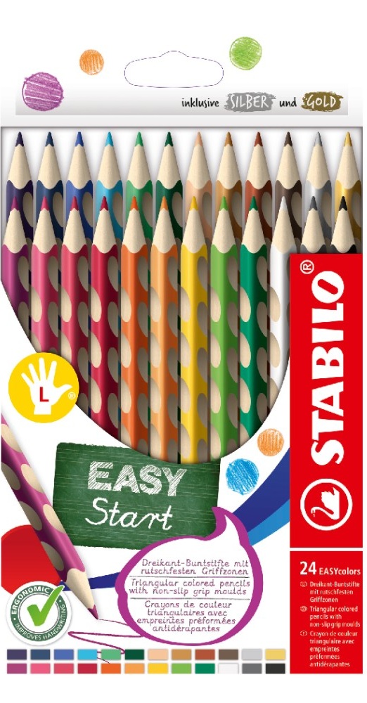 Ergonomske barvice Stabilo EASYcolors za levičarje 24 kosov | PETKA