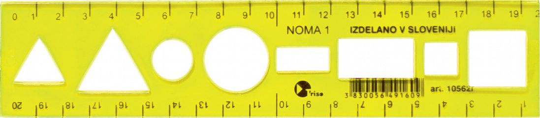 Ravnilo šablona Noma 1 Flex rumeno