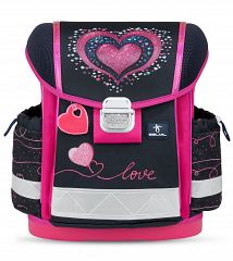 Šolska torba ABC Belmil Classy Black Pink Heart
