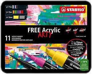 Akrilni marker Stabilo Free Arty Mix set 11/1