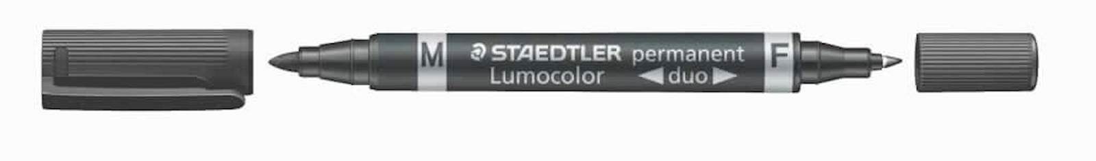 MARKER LUMOCOLOR PERMANENT DUO Z OKROGLO KONIC ČRN