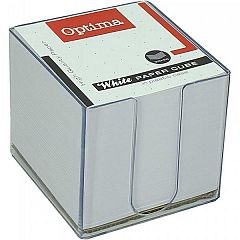 Papirna kocka v stojalu Optima Bela 90x90x85 mm