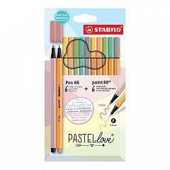 Set Stabilo Pen 68 & Point 88 Pastel 12/1
