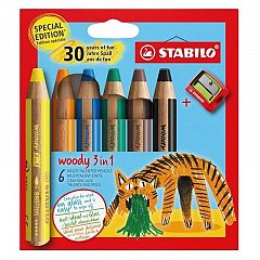 Barvice Stabilo Woody Tiger 3v1 6/1 + šilček