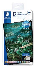 Barvice Staedtler Akvarel Design Journey Metallic 12/1 v kovinski škatli