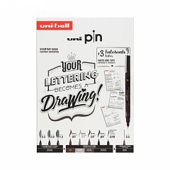 Fineliner Uni Pin Lettering Starter Case 8/1 črn (0.1mm-1.2mm)