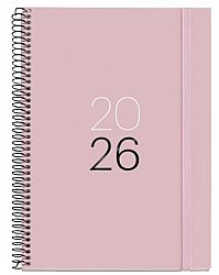 Spiralni tedenski planer 2026 Miquelrius Sand roza