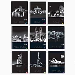 Zvezek A4 karo Elisa Cities by Night 96L s trdimi platnicami