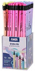 Grafitni svinčnik z radirko HB Junior Evelyn Pastel