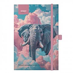 Notes z elastiko A5 Street Animals Elephant 96L