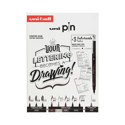 Fineliner Uni Pin Lettering Starter Case 8/1 črn (0.1mm-1.2mm)
