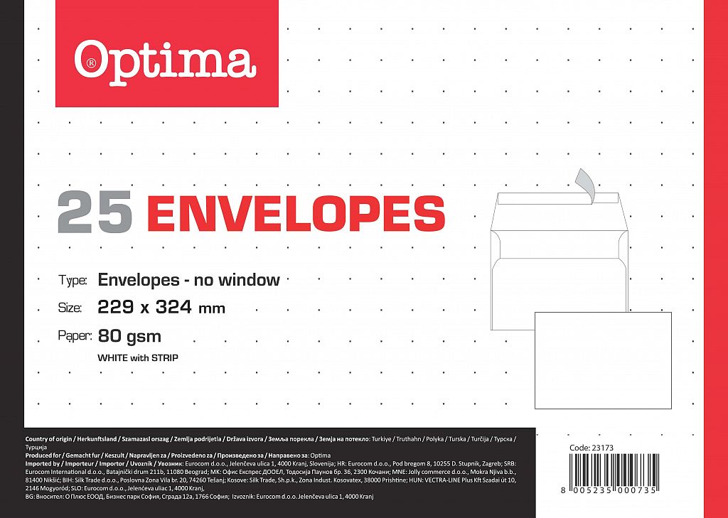 Kuverta C4 bela 229 x 324 mm 25/1