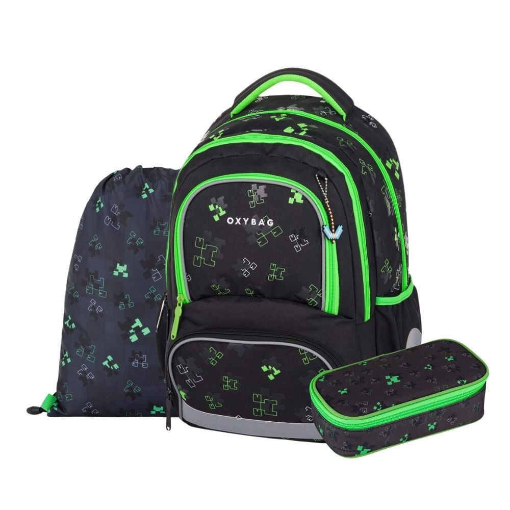 3-delni šolski set Oxybag Next Green Cube