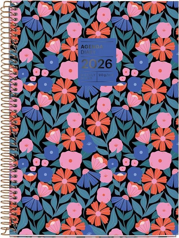 Spiralni tedenski planer 2026 A5 Miquelrius Plus Dark flora