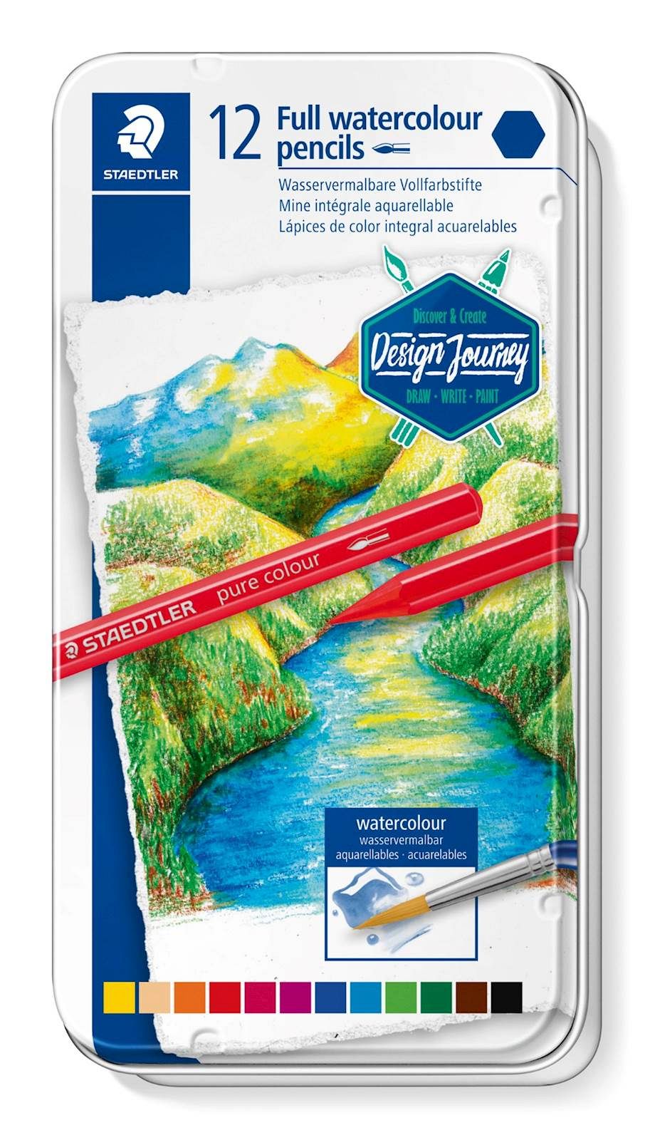Barvice Staedtler Pure Design Journey 12/1 v kovinski škatli
