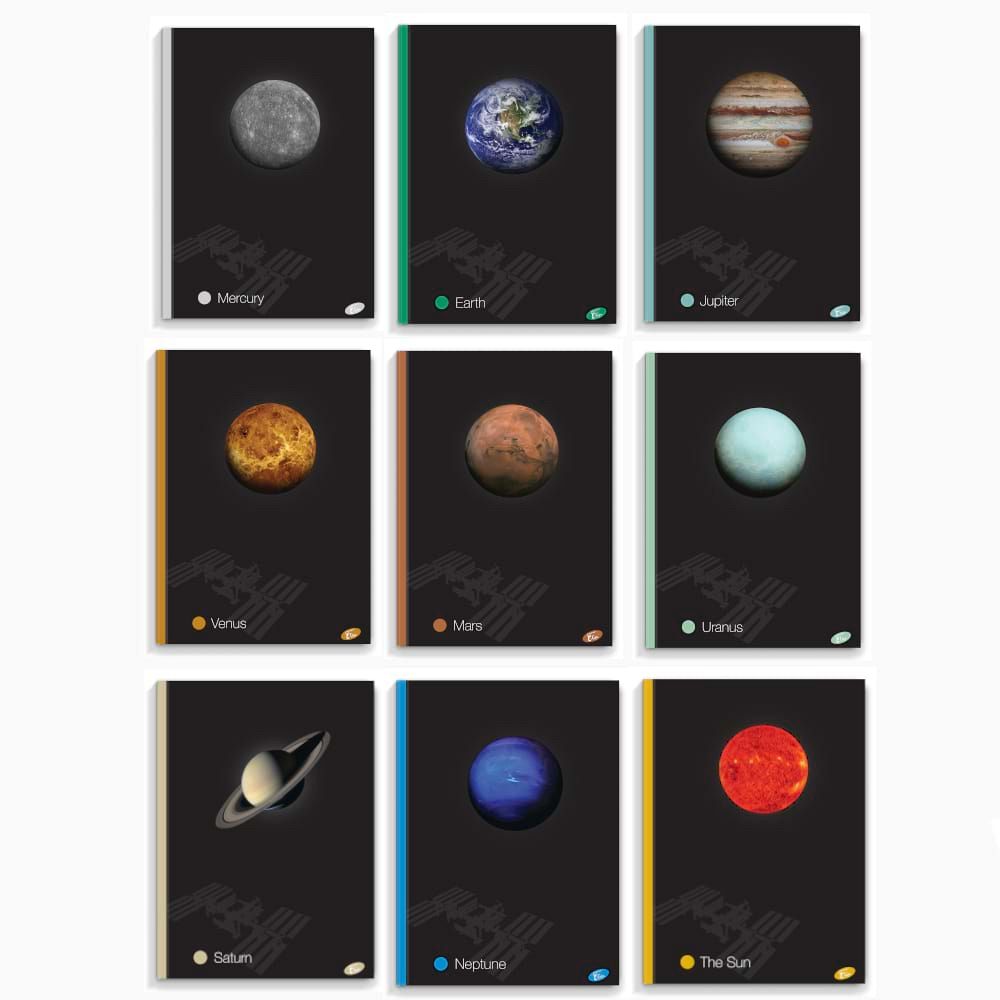 Zvezek A4 črte Elisa Planeti 96L s trdimi platnicami