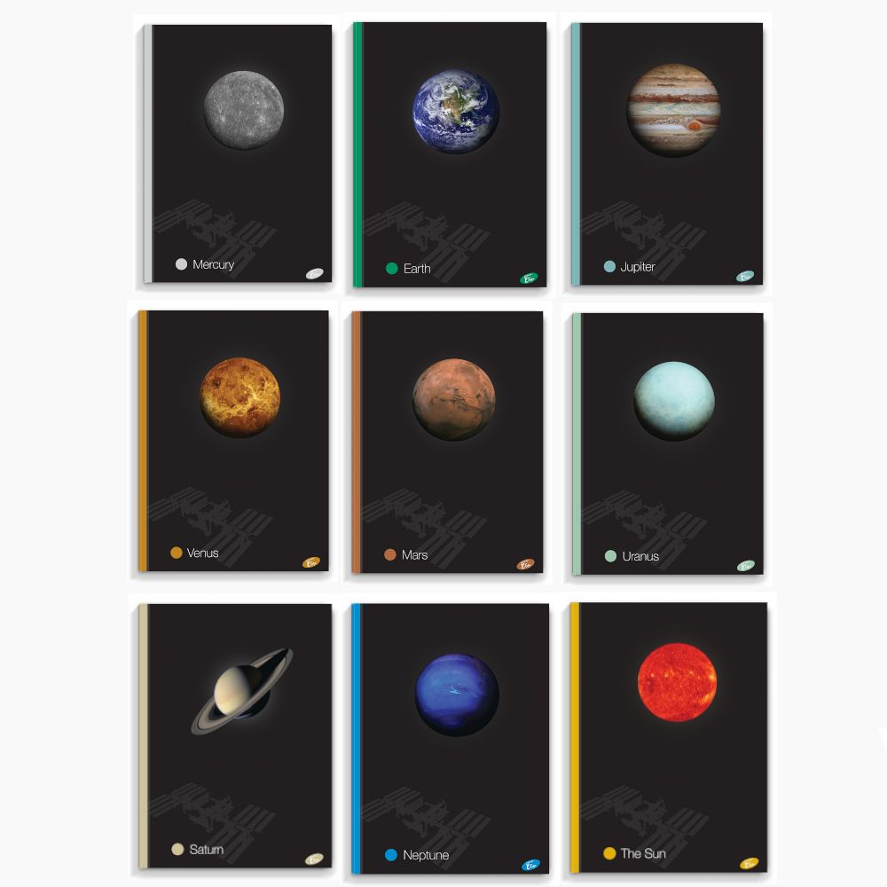Zvezek A4 karo Elisa Planeti 96L s trdimi platnicami
