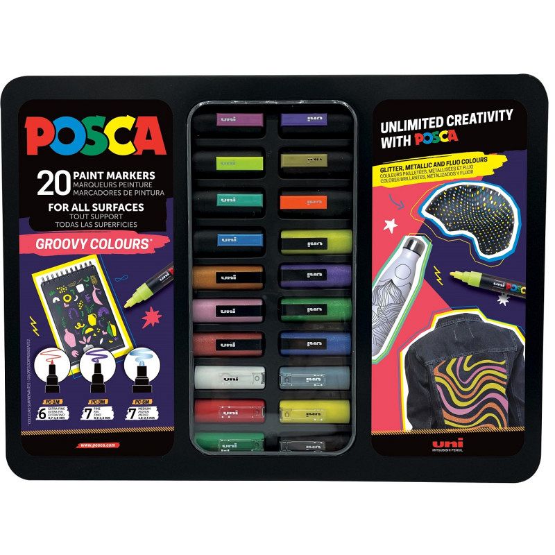 Darilni set Posca 20/1 Groovy Colors v kovinski embalaži