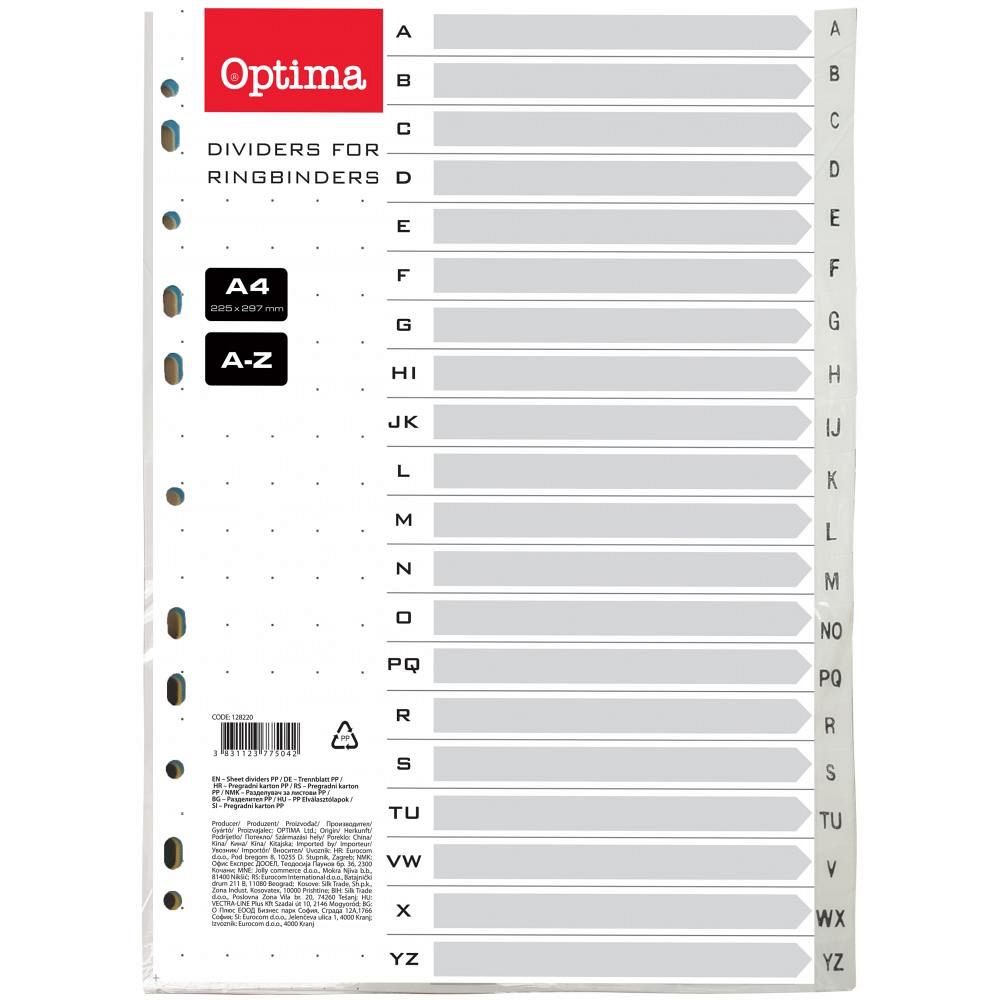 Pregradni abecedni karton A-Z Optima