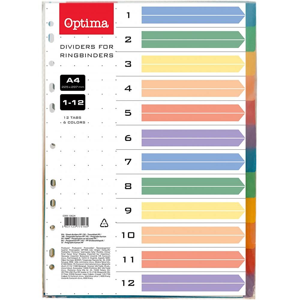 Pregradni barvni karton 1-12 Optima