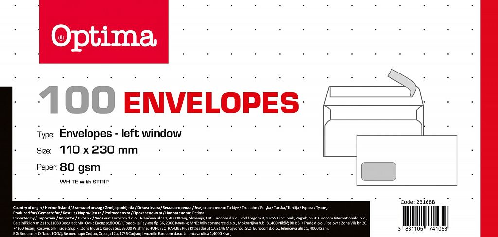 Kuverta Amerikanka LO 110x230 mm 100/1