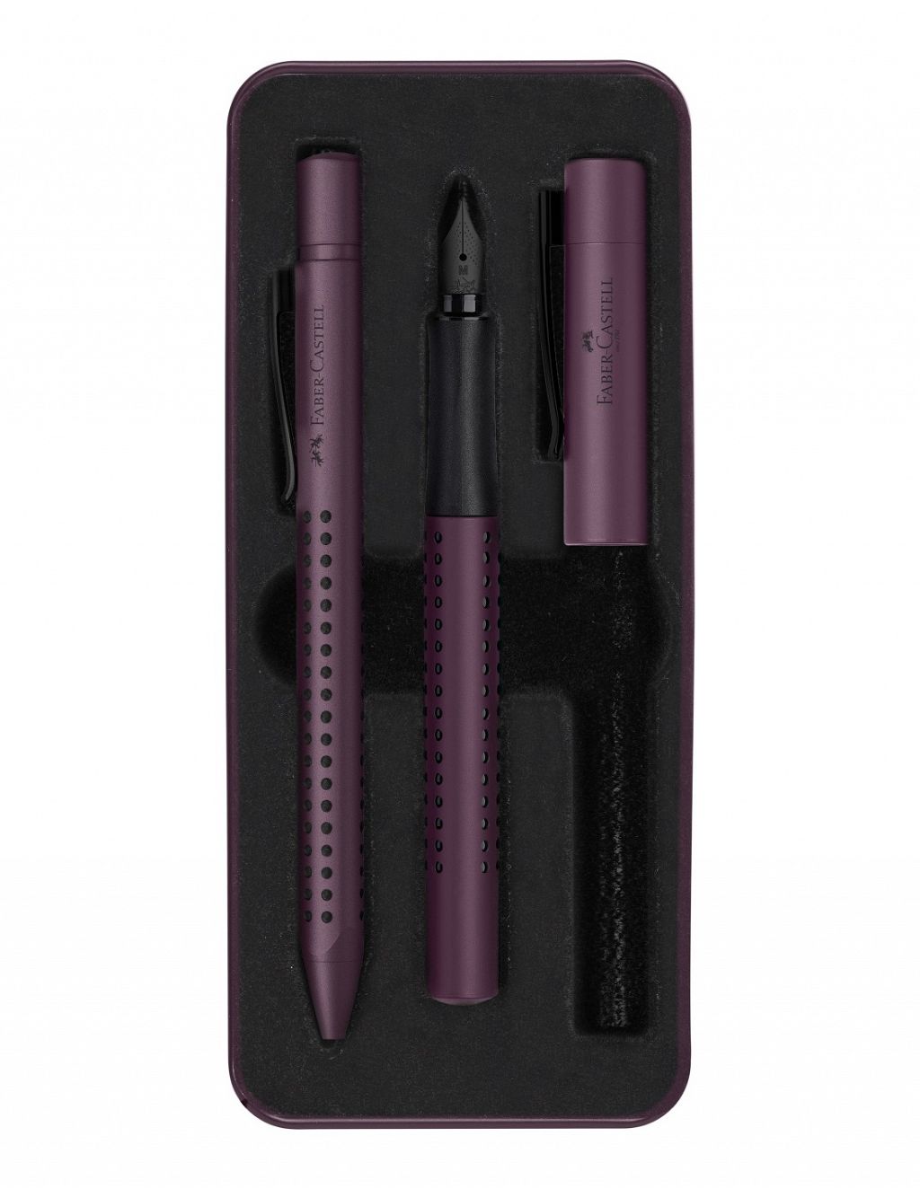 Darilni set Faber-Castell Grip Edition FP + BP Berry