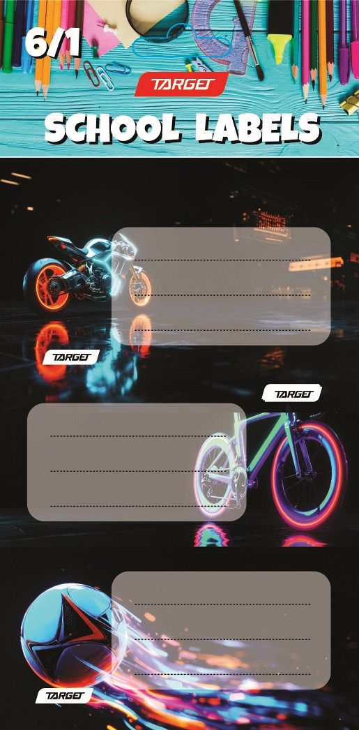 Etikete za zvezke Target Neon Vibes 6/1