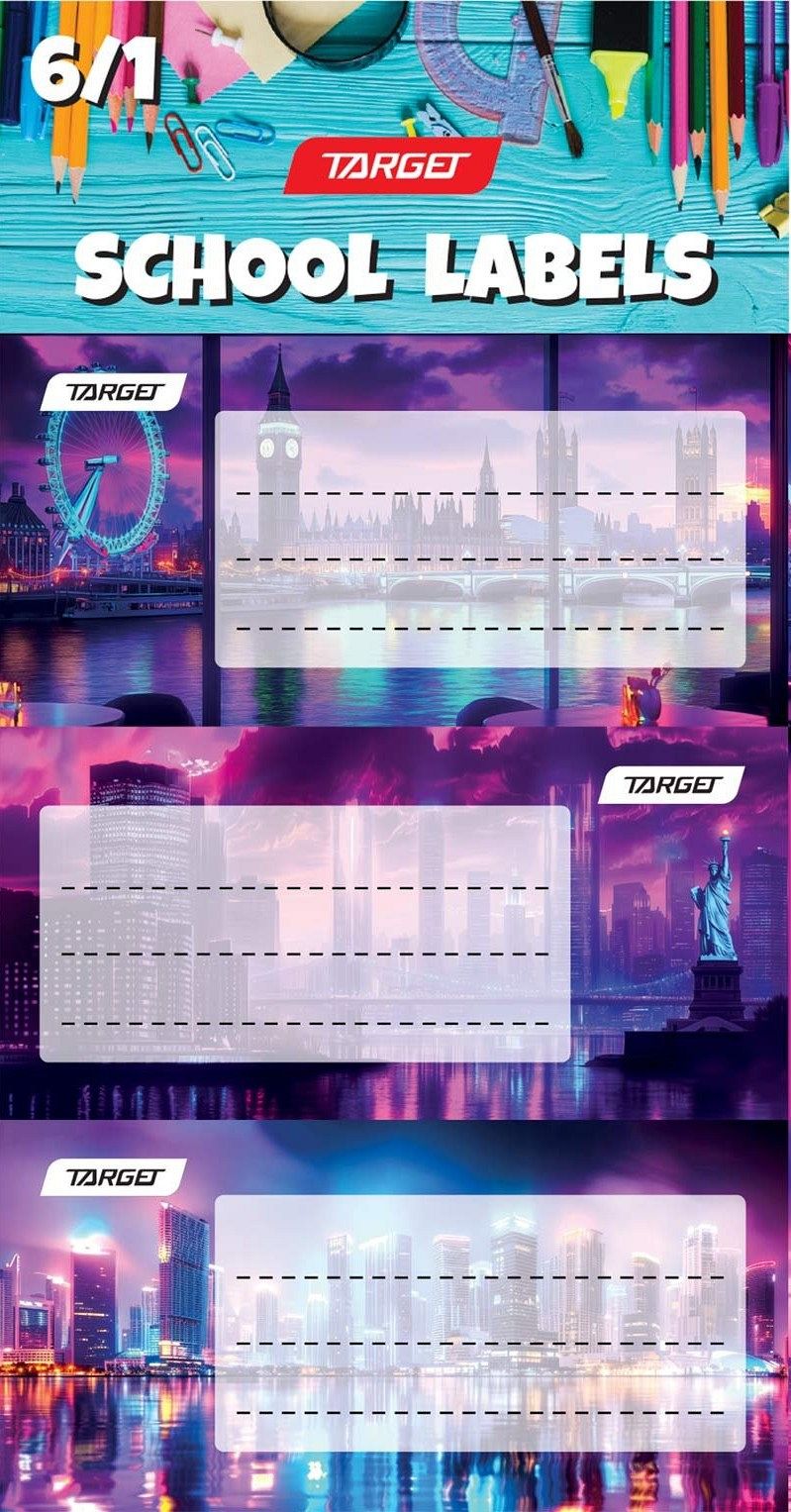 Etikete za zvezke Target City Neon 6/1