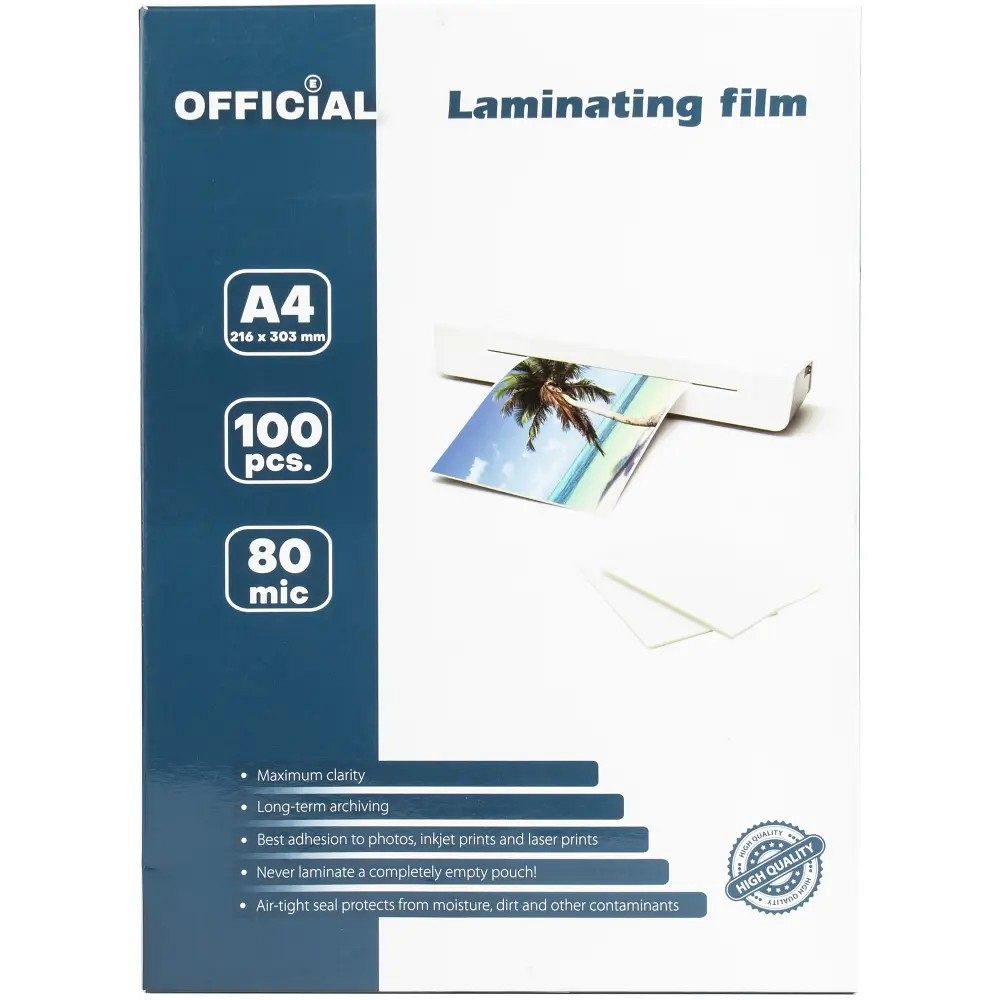 Folija za plastificiranje A4 Official 80 mic 100/1