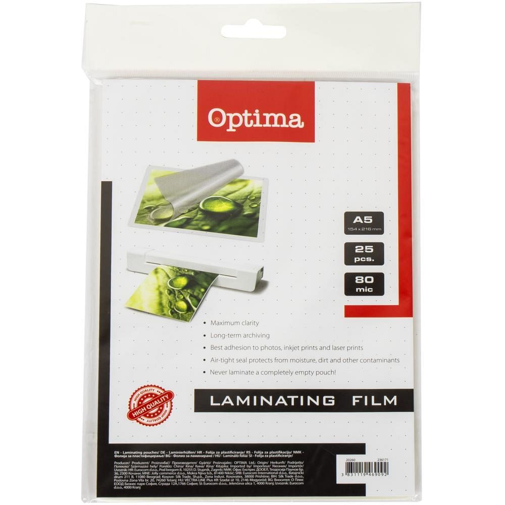 Folija za plastificiranje A5 Optima 80 mic 25/1