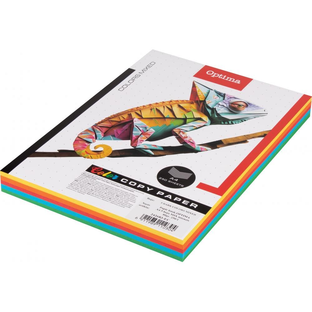 Barvni papir Optima A4 80g Intenziv Mix 250/1