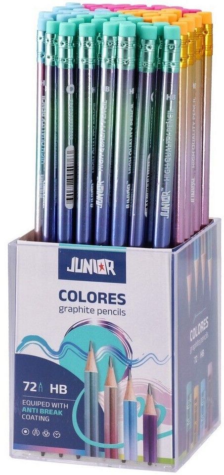 Grafitni svinčnik z radirko HB Junior Metallic