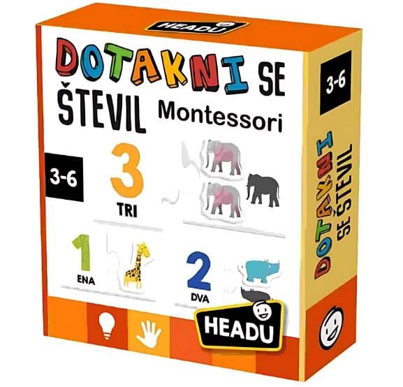 Didaktična taktilna igra Headu Montessori - Dotakni se števil