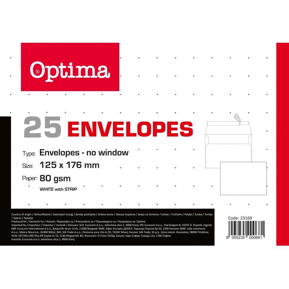 Kuverta B6 bela 125 x 176 mm 25/1