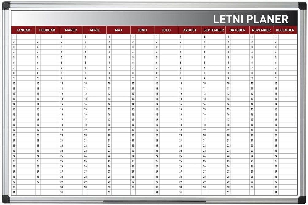 Magnetni letni planer Bi-Office 60x90cm