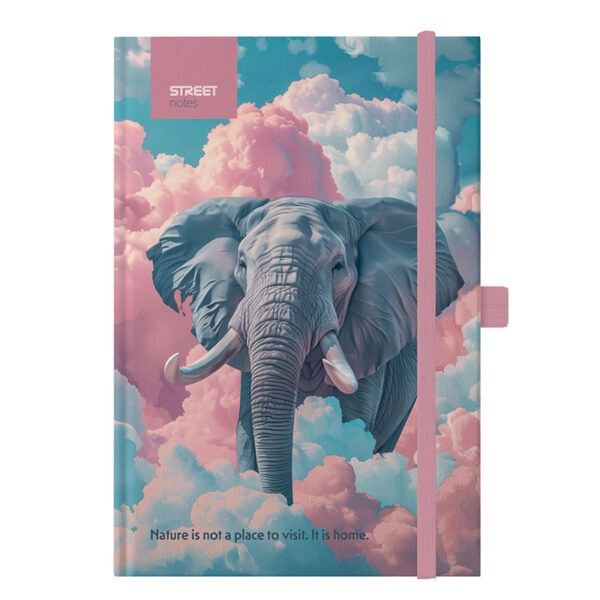 Notes z elastiko A5 Street Animals Elephant 96L