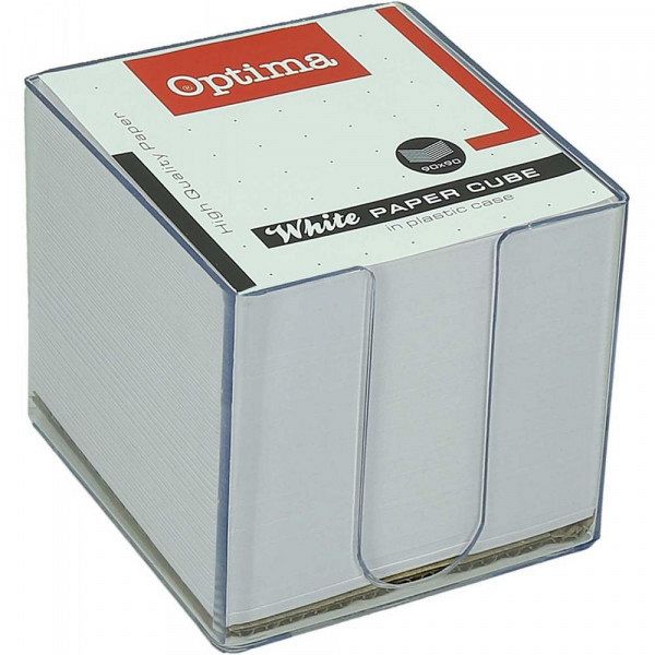 Papirna kocka v stojalu Optima Bela 90x90x85 mm