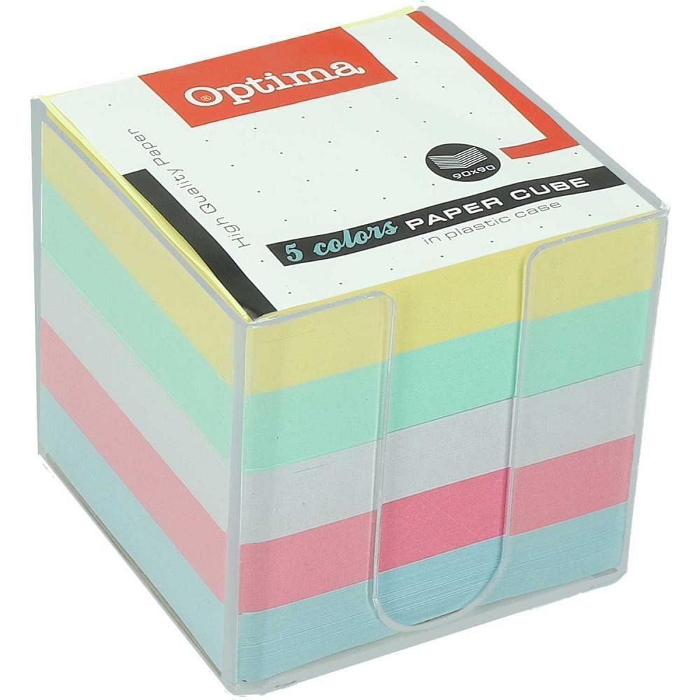 Papirna kocka v stojalu Optima Pastel Mix 90x90x85 mm