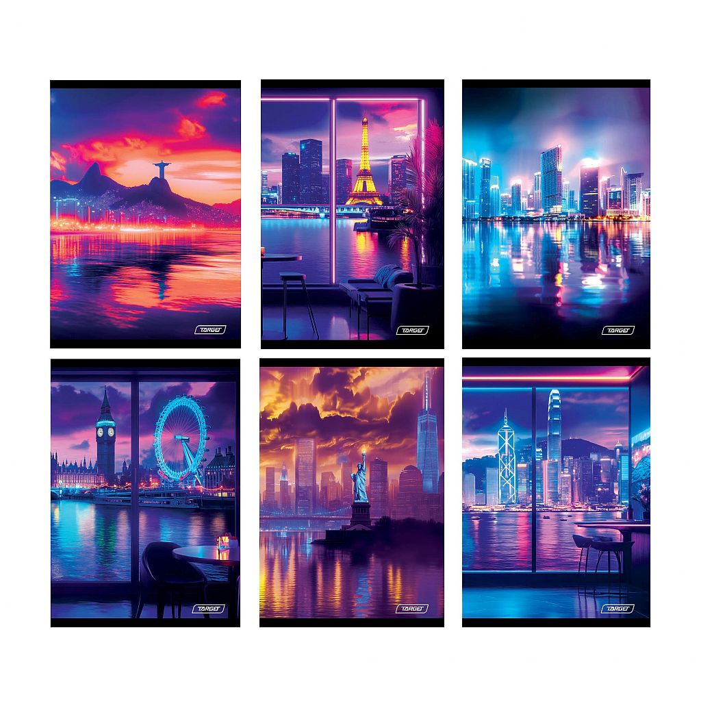 Zvezek A4 črte Target City Neon 54L