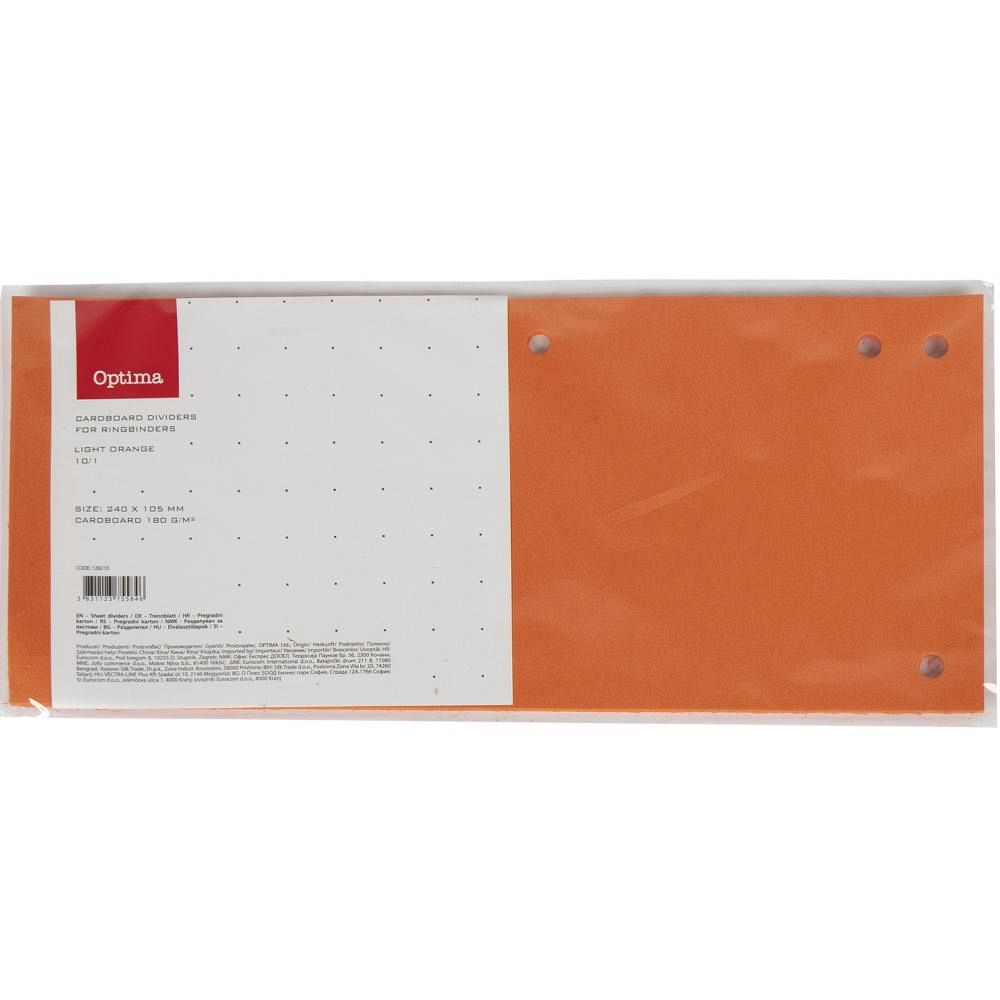 Pregradni karton 240x105mm oranžen 10/1