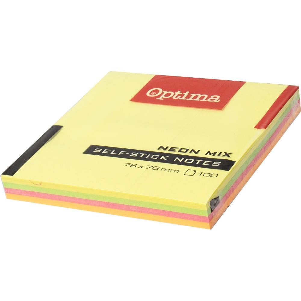 Samolepilni lističi Optima Neon Mix 76x76 mm 