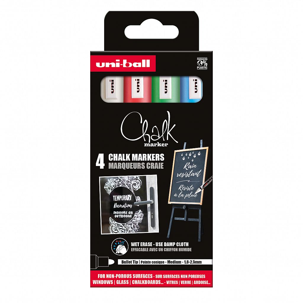 Set krednih markerjev Uni Chalk 4/1 basic