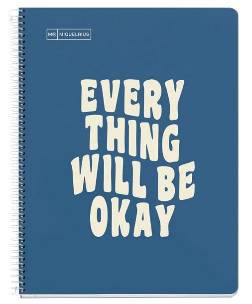Spiralni zvezek A4 črte Miquelrius Everything Will Be Okay