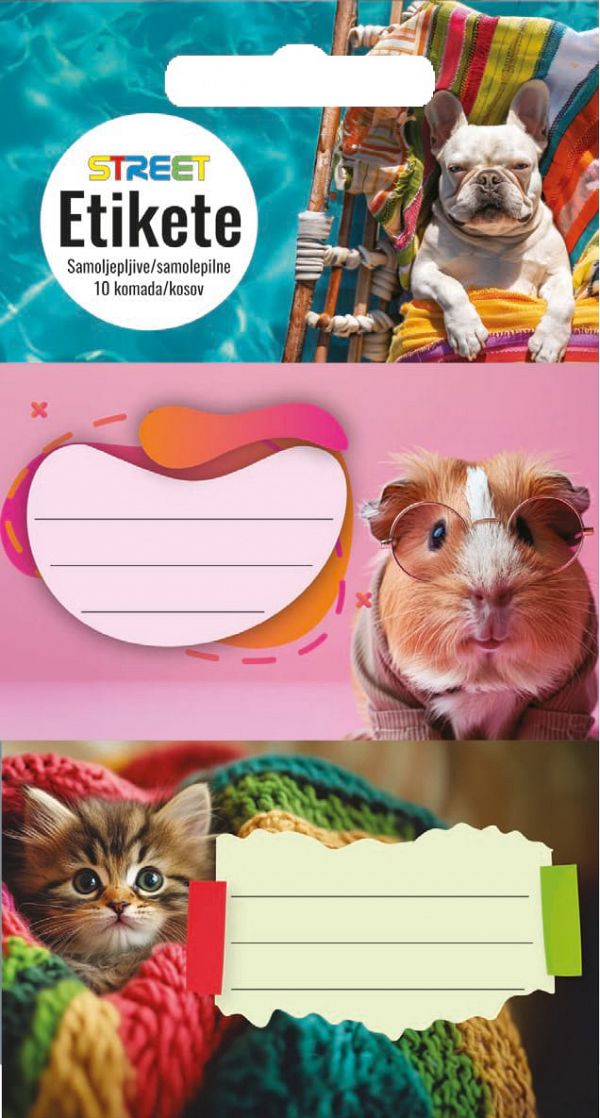 Etikete za zvezke Street Animals Cute 10/1