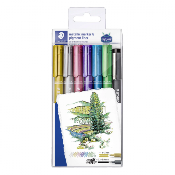 Set flomastrov in fineliner Staedtler Metallic