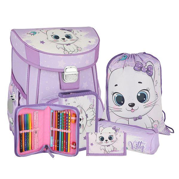 5-delni šolski set za prvošolčke Spirit Vision Grey Kitty