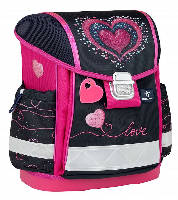 Šolska torba ABC Belmil Classy Black Pink Heart