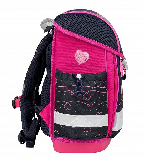 Šolska torba ABC Belmil Classy Black Pink Heart