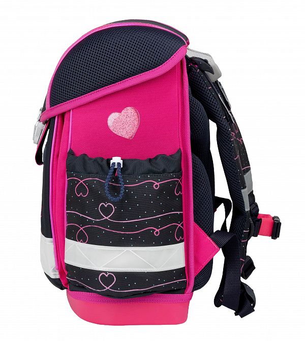 Šolska torba ABC Belmil Classy Black Pink Heart