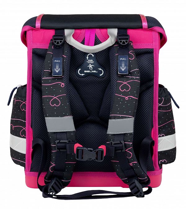 Šolska torba ABC Belmil Classy Black Pink Heart